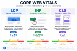 Core Web Vitals metrics LCP INP and CLS explained for beginners