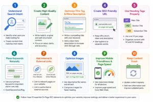 Website page structure highlighting important On-Page SEO elements
