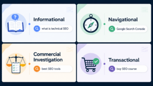 Four types of search intent with example search queries