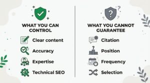 What you can control versus what you cannot guarantee in AEO and AI search visibility